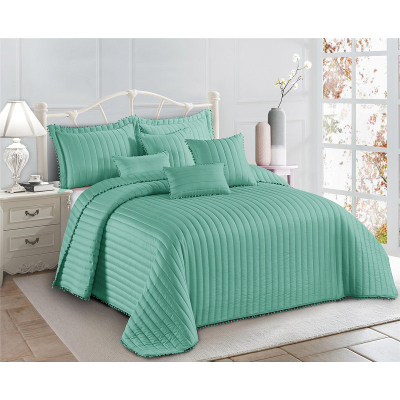 Willmot Microfibre Bedspread Set, 185 x 240 cm Bedspread - 1 Pillowcase, Green