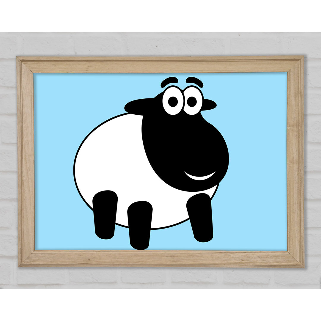 Happy Cartoon Sheep Baby Blue - Einzelner Bilderrahmen Kunstdrucke