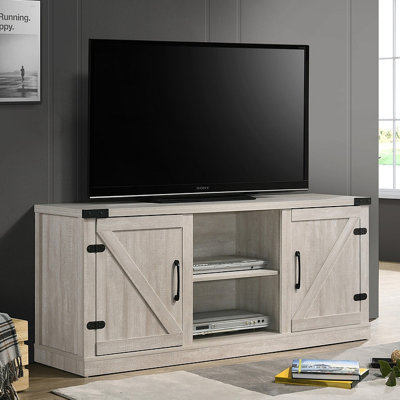 Meuble télé l 58 po avec 2 tablettes ouvertes et 2 armoires