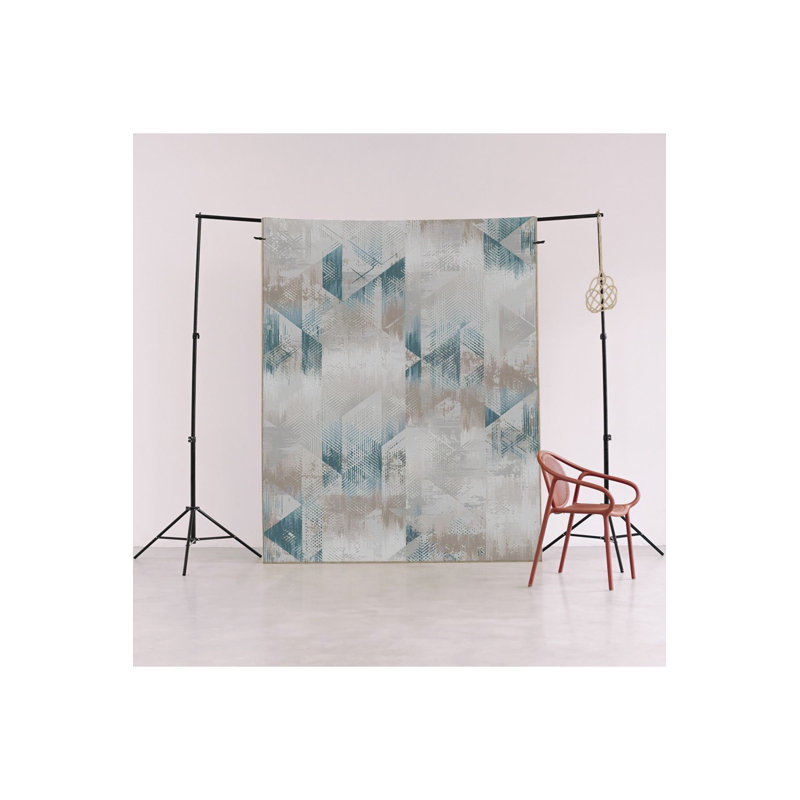 Beige Geometric Abstract Gradient Pattern Modern Decorative Rug Machine Washable, Rectangle 3'3" x 4'11"