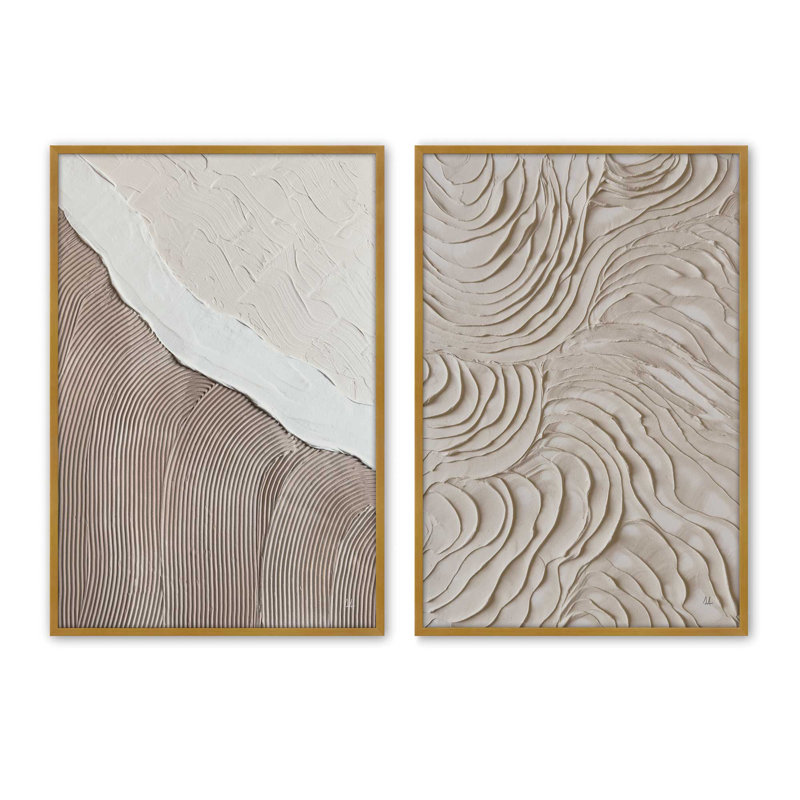 Wave Formations Duo II, ensemble de 2 impressions dans un cadre, Cadre doré poli, H 21,5 po x l 33,5 po x P 1,25 po