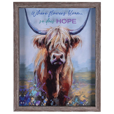 Framed Wall Art Cow Where Flowers Bloom