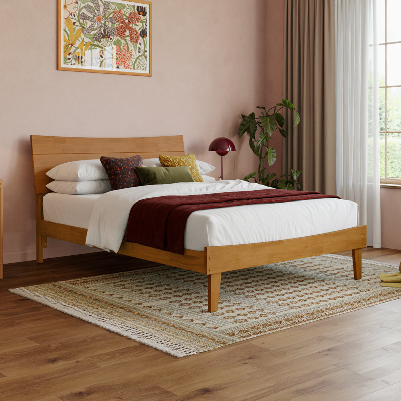 Phoenix Wood Platform Bed with Matching Footboard, Light Toffee, Full