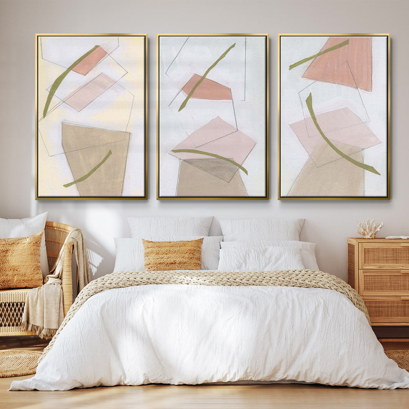 Nude Gold Shapes I 3 pièces, Or, H 40 po x l 78 po