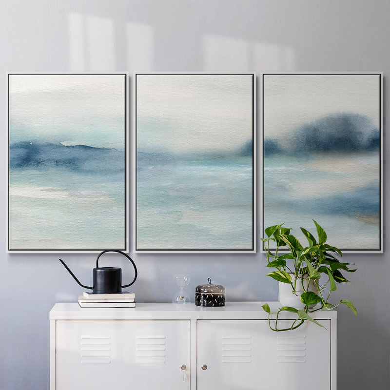 «Simply Soft Morning» - Toile encadrée à pièces multiples, H 36 po x l 75 po x P 2 po, Blanc
