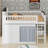 Modern Loft Bed with Storage Cabinet, Wardrobe and LED-765760055