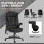 Chaises de bureau rembourrées en velours de polyester noir et mousse avec télécommande et structure en métal, 25,5 po x 28 po x 47,2 po