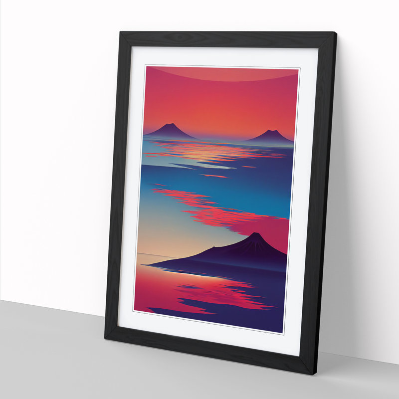 Montello Japanese Mountain Sunset Vol.1 - Picture Frame Print, 46cm H x 2cm W, Black