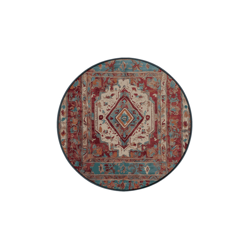 Machine Washable Brown Area Rug, Round 4'