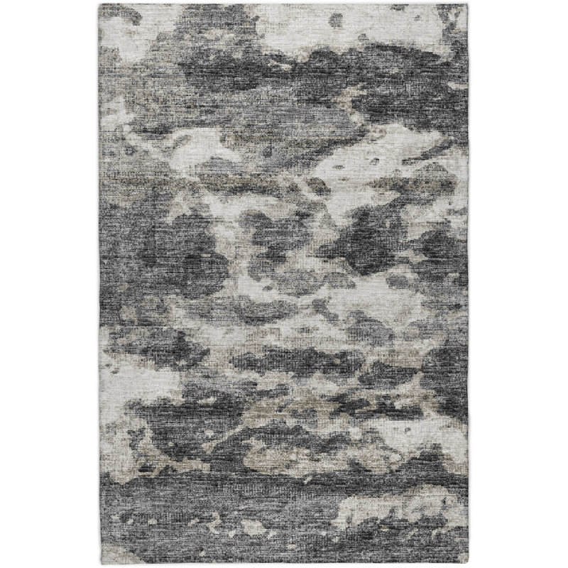 Premium Machine Washable Dream Shag ADS71 Soft Abstract Rug, 8' x 10', Black
