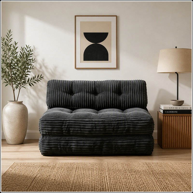 Canapé-lit pliant 2 en 1 avec appui-tête et coussin lombaire, Dark Gray