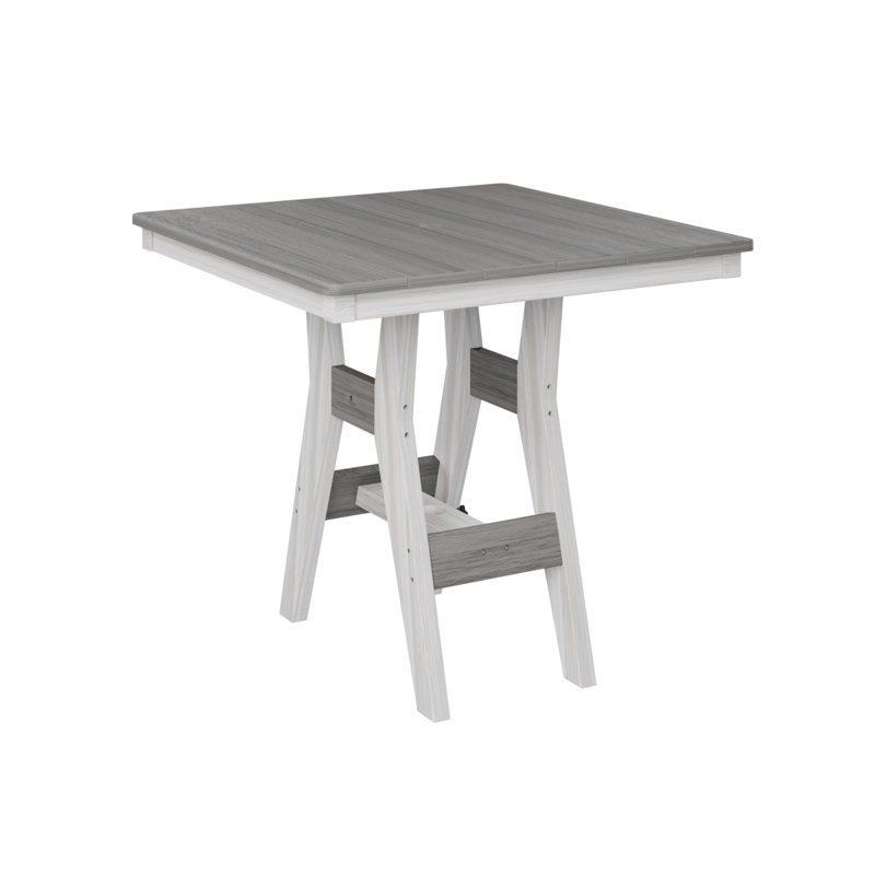 Harbor Outdoor Square Dining Table, Driftwood Gray, 30.37" H x 33" W x 33" D, Seashell