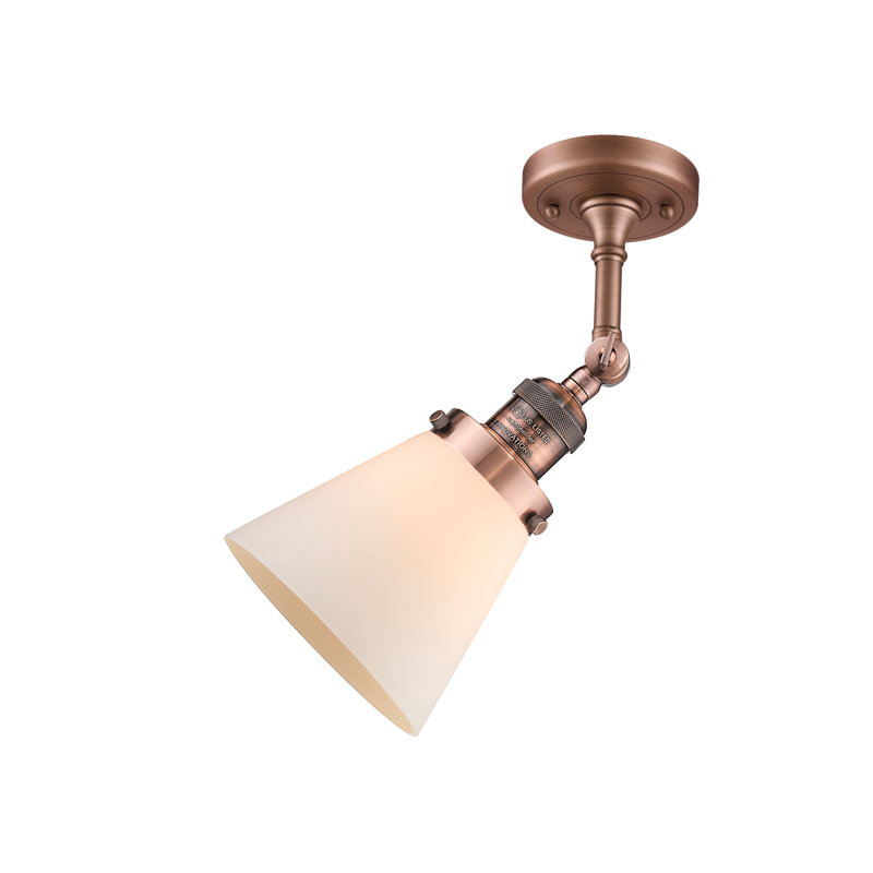 Hardiman Glass Semi Flush Mount, Matte White Cased, Antique Copper, 13.5" H x 7.75" W x 7.75" D
