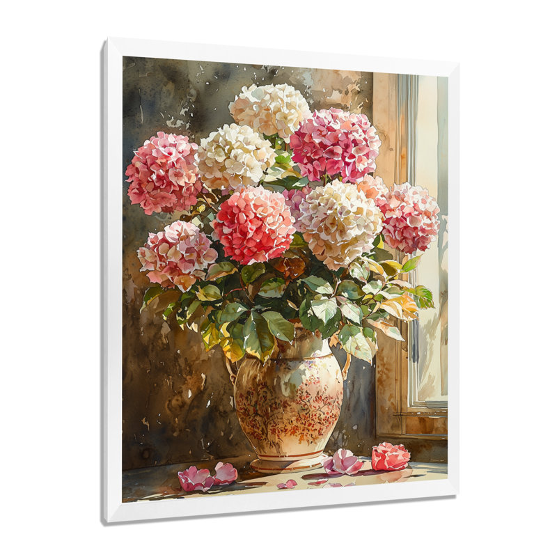 Cunningham - salon d'art mural floral, H 44 po x l 34 po, Reproduction encadrée d'une seule photo, Blanc