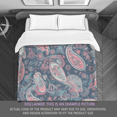 Paisley Blue/Pink Microfiber Comforter