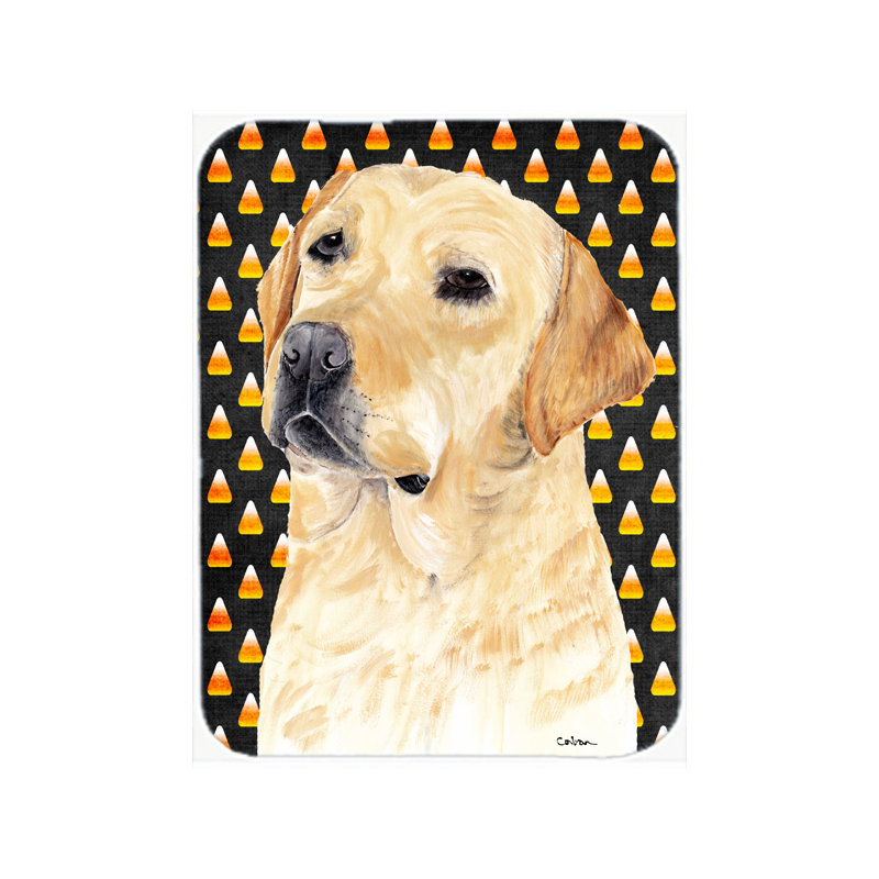 Planche à découper en verre à caroline de labrador Halloween Candy Corn