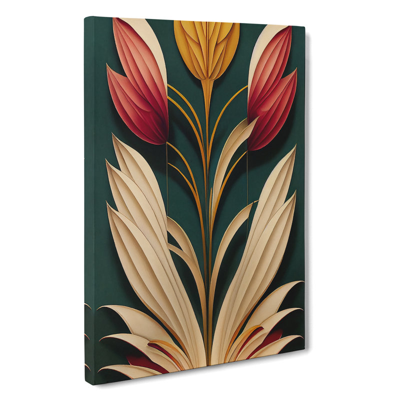 Art Deco Flower No.1 - Wrapped Canvas Print, 50cm H x 35cm W x 3cm D