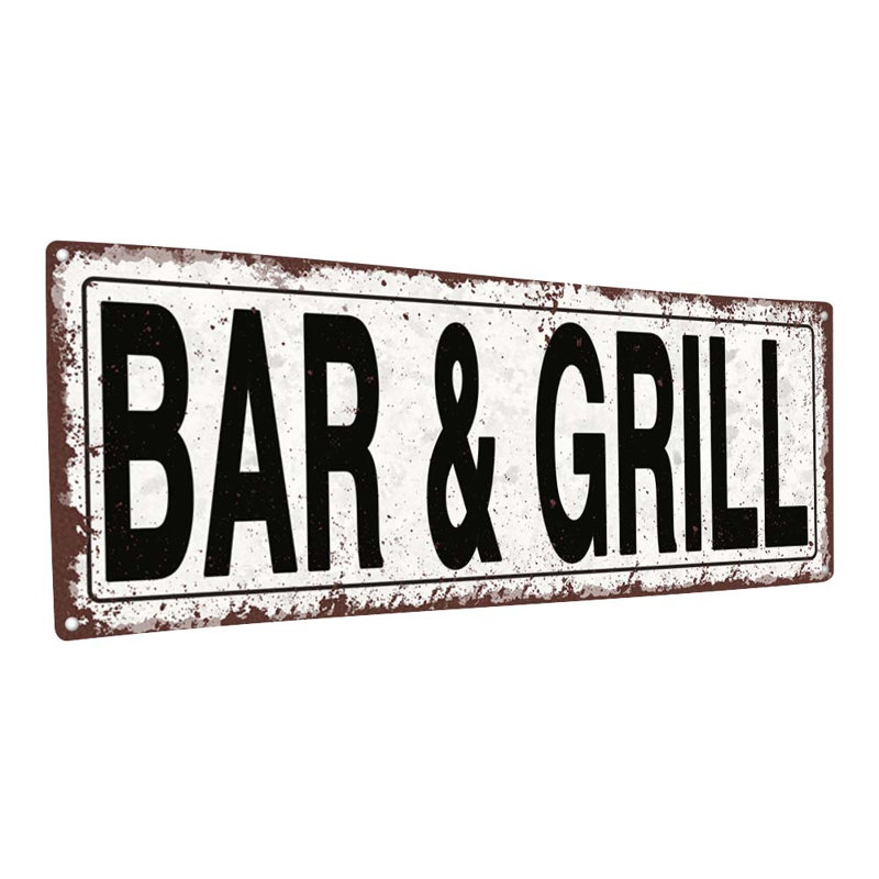Enseigne en métal Bar & Grill, H 11,5 po x l 31 po x P 0,04 po