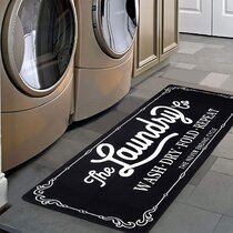 Non-slip Floor Mat, Machine Washable Text Design Laundry Room Rug