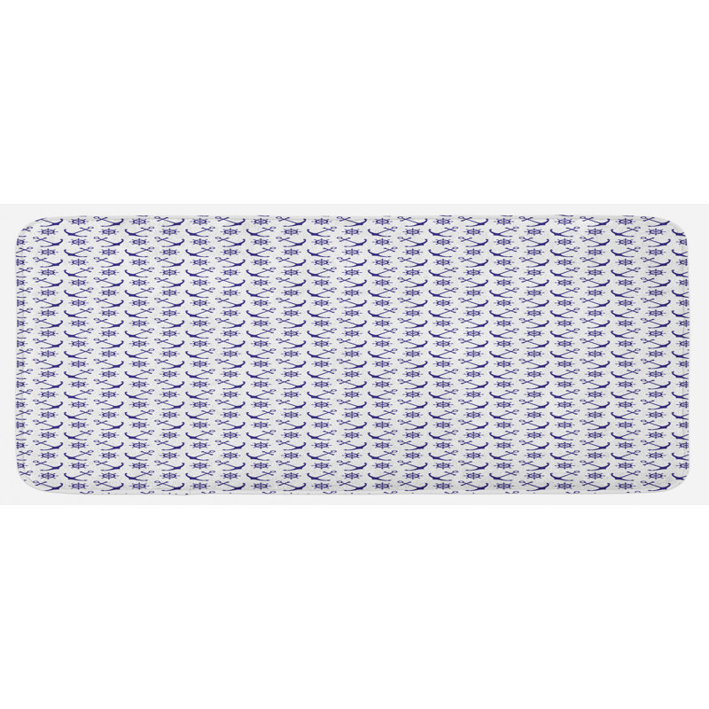Tapis de cuisine bleu marine et blanc