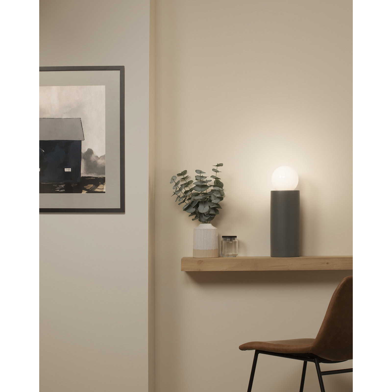 Rachid Ceramic Torchiere Lamp, 16.5" H x 5.5" W x 5.5" D, Pewter Green
