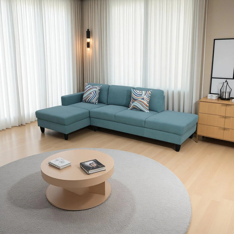 2-Piece Calico Sectional Sofa, Lake Green Fabric