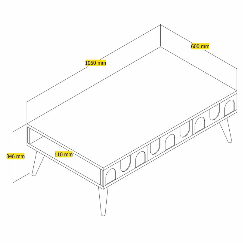 Stylish Coffee Table, Atlas & Walnut Color, 41.3 x 13.6 x 23.6 inches | 100% Melamine Coated Particle Board, Thickness: 0.7 inches | Modern Geometric Design, Perfect for Living Room & Contemporary Spaces