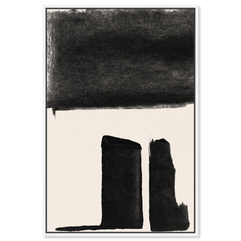 «Black and White Abstract Shapes» par Floater, reproduction d'art sur toile, Blanc, H 37 po x l 25 po