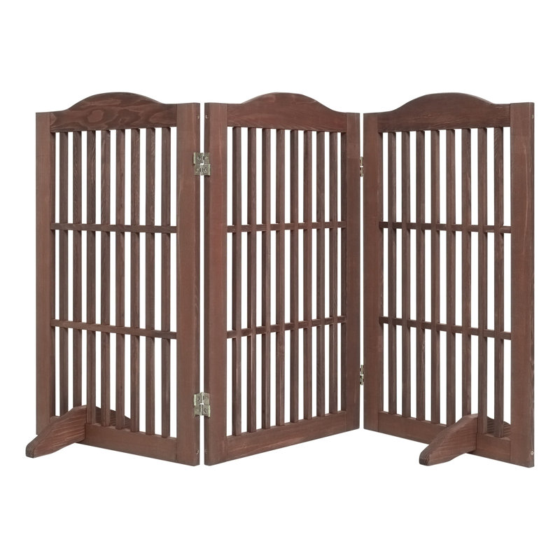 Barrière de chien autoportante pliable en bois, 30.01" H x 54.73" W x 0.01" D, Brun