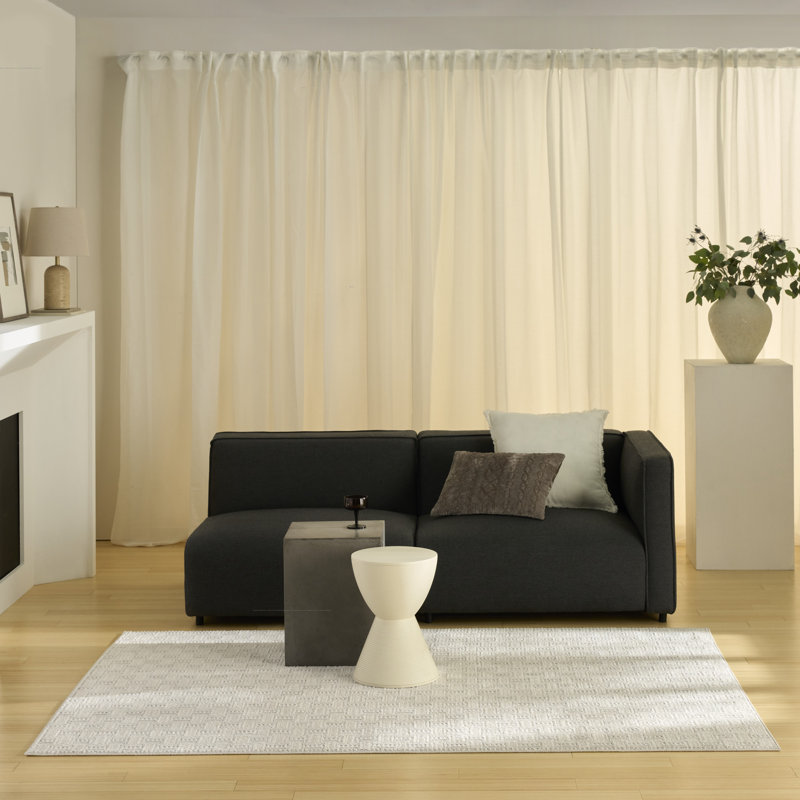 Ebern Designs Faunsdale Ivory Grey Scandinavian Indoor Rug, Rectangle 5' x 7'