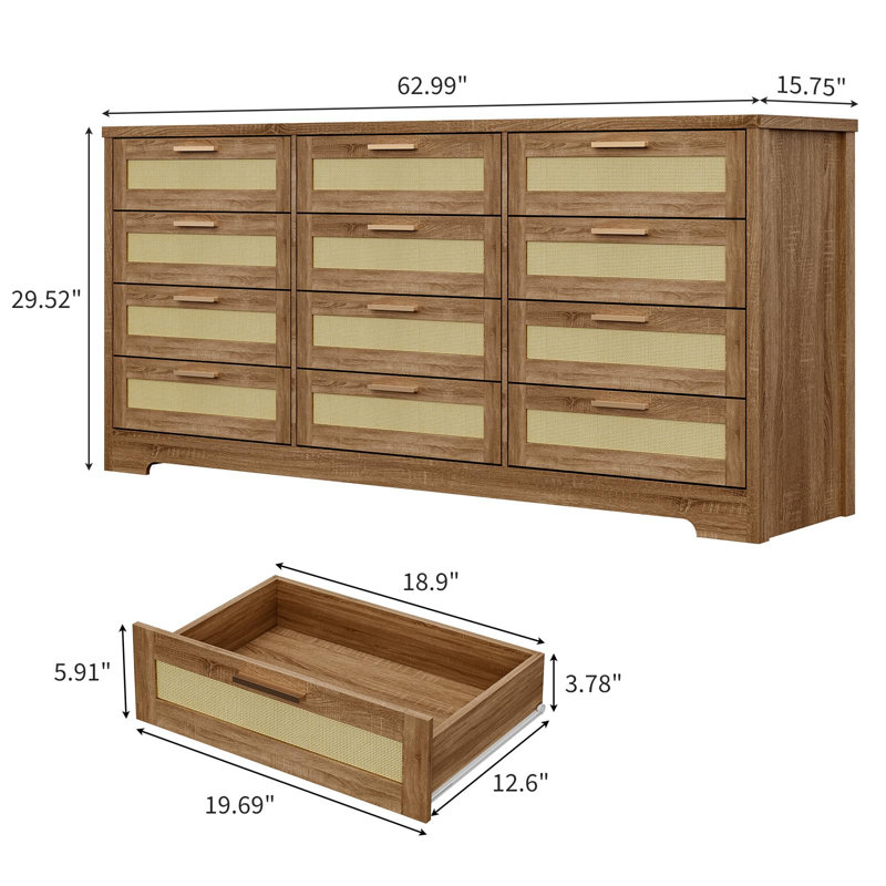 Commode 12 tiroirs Modern, Beige