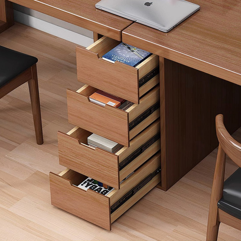 Bureau rectangulaire en bois massif brun noisette avec 4 tiroirs, H 29,53 po x l 78,74 po x P 23,62 po