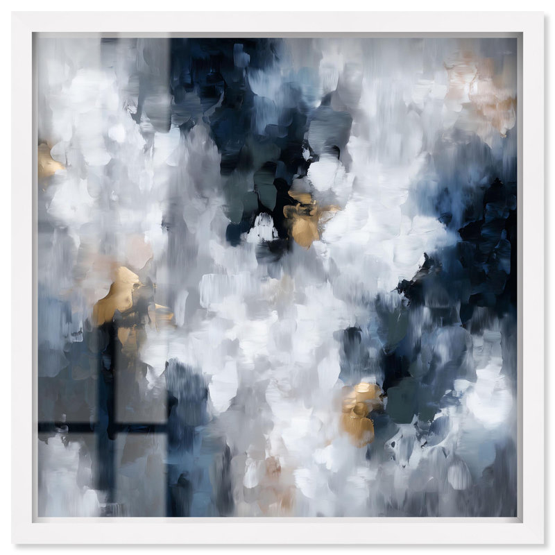 «Midnight and Ivory I Shadowbox Print», art mural abstrait par Art Remedy, H 13 po x l 13 po, Blanc