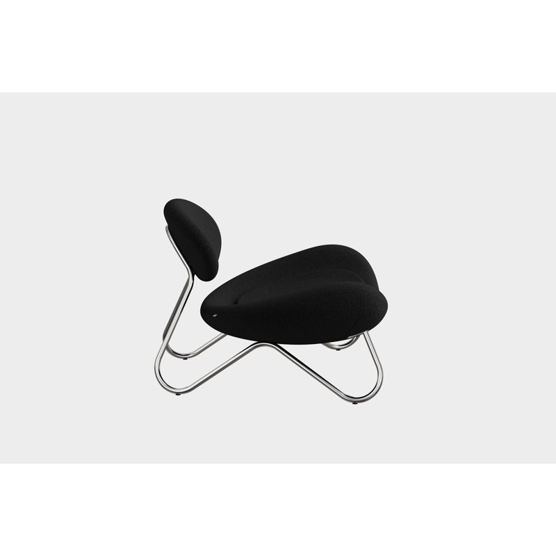 Meadow Lounge Chair, Black Painted Steel Frame, Rose Wool Blend, Chrome