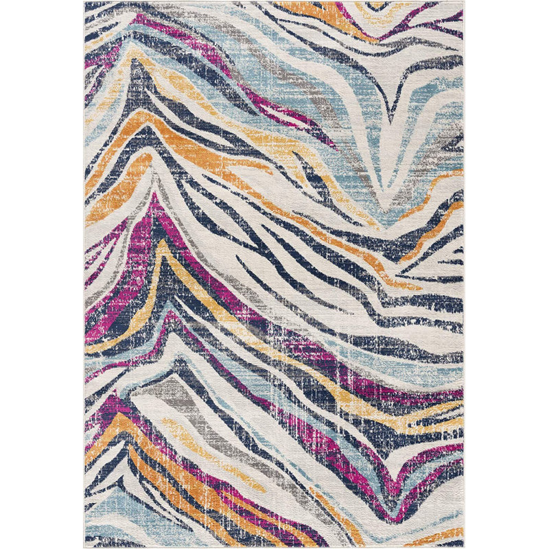 Tapis ivoire et bleu Raen, Rectangle 2 pi x 4 pi