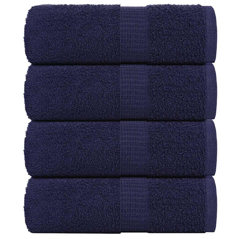 Sawiki 100% Cotton Bath Towels, Navy blue, Fingertip Towel - 4 Pack