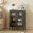 31.5-inch tall office storage cabinet, double-door metal storage unit, three-tier hall storage cabinet with adjustable shelves, bathroom cabinet, suitable for offices, homes, living rooms, kitchens.