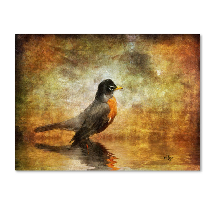 "the robin" par lois bryan, reproduction d’art sur toile, H 16 po x l 24 po x P 2 po