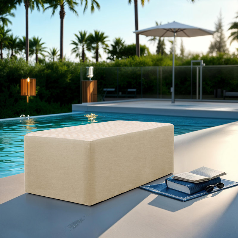 Repose-pieds d'extérieur rectangulaire de 24 po x 48 po avec Sunbrella®, H 18 po, Lin Frwork / sable Spectrum