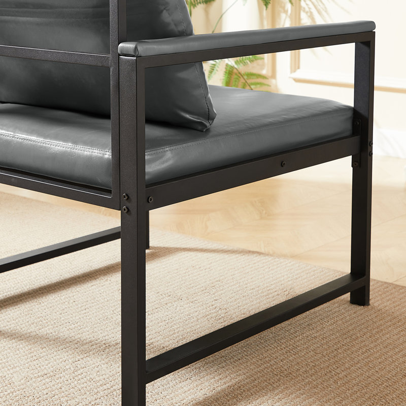 Chaise avec accoudoirs avec housse en cuir gris - rembourrage très épais, respirant, pour éponge de bureau à accoudoirs souples, haute densité, antidérapant,