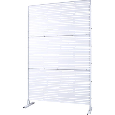 Écran d'intimité en métal l 76 "H48" - blanc pour terrasse, jardin, terrasse autoportante