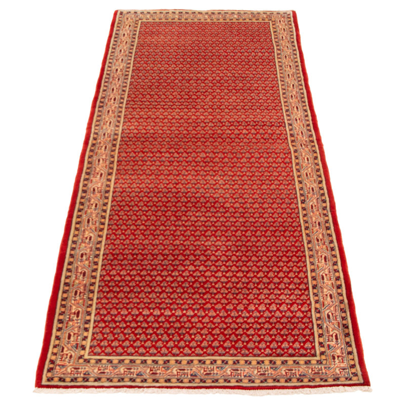 Tapis rouge noué à la main de conception unique 3 pi 7 po x 10 pi 6 po Jessye