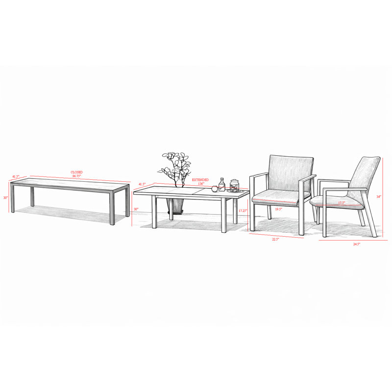 Ensemble repas d'extérieur en aluminium gris clair minuit 13 pièces Tincher