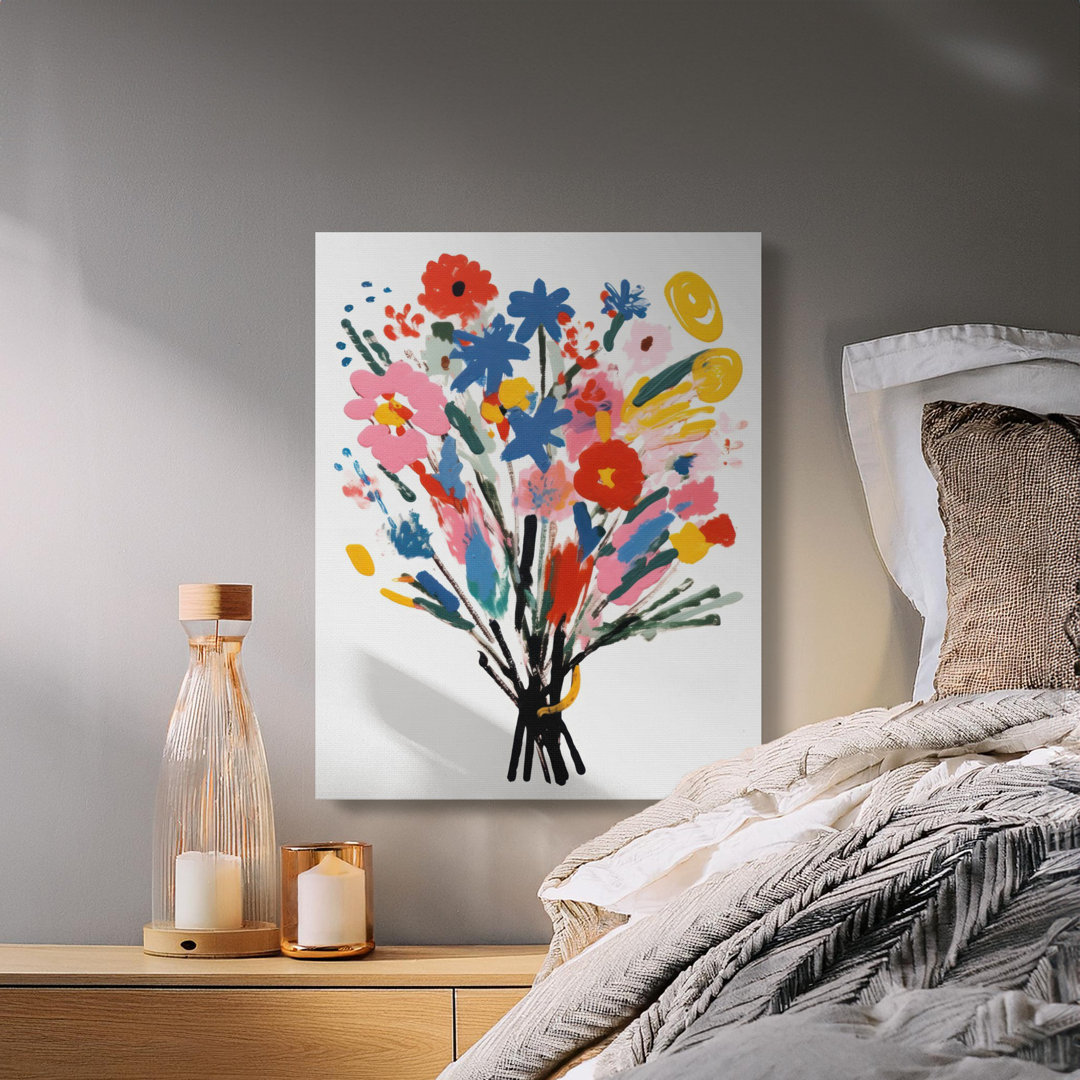 Abstract Floral Bouquet Canvas Wall Art, Colorful Flower Print, Gallery Wrapped, Ready to Hang, Modern Home Decor, Statement Piece, Archival