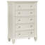 Commode de chambre à coucher 5 tiroirs Fraser blanc crème