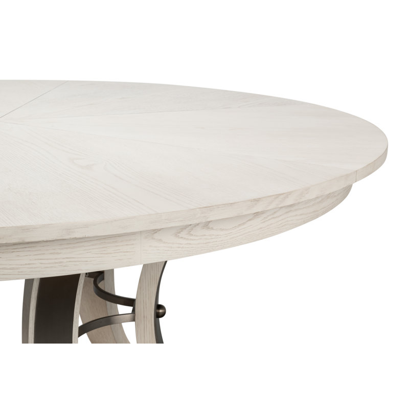 Tower Round Solid Oak Dining Table, Working White/Hammered