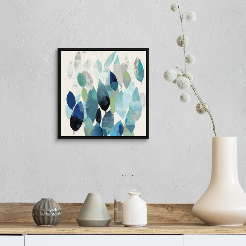 Leaf Mural I - reproduction d'art sur toile, H 14 po x l 14 po x P 1,75 po, Cadre noir