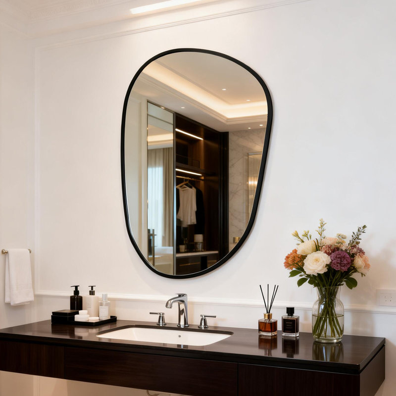 Asymmetrical Metal Framed Wall Mirror