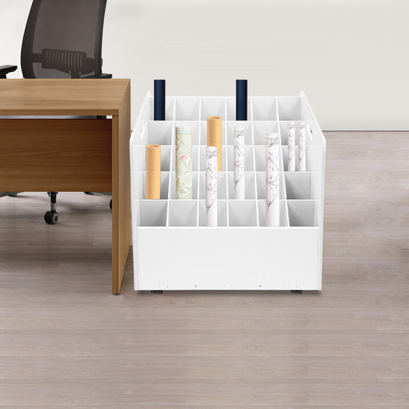 Rangement à 30 emplacements avec roulettes, Blanc
