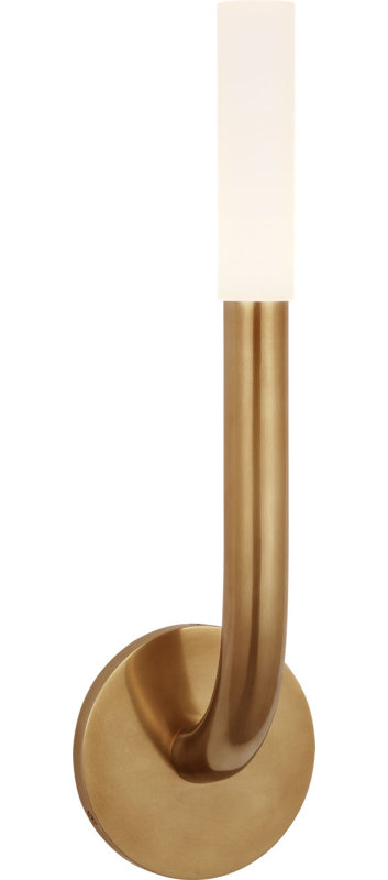 Rousseau Single Sconce with Etched Crystal, Antique-Burnished Brass